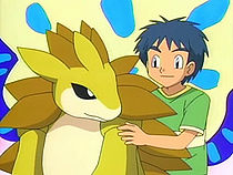      A Sandslash and its trainer