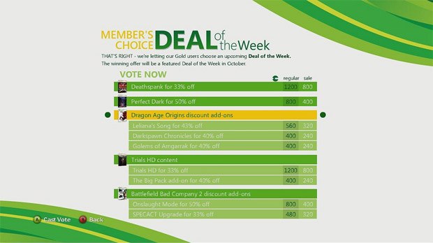  Screenshot of the Deal of the Week Selection Screen