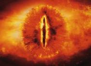 Sauron's eye is wide with shock and dismay.