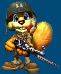 Conker from Conker's Bad Fur Day. A squirrel marine.