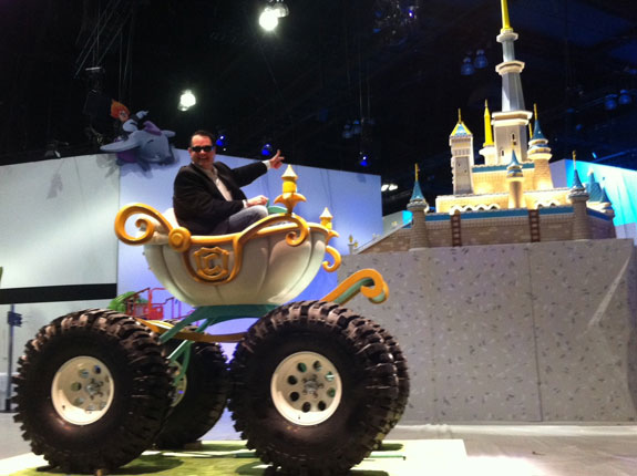 John Vignocchi in a Cinderella monster truck.
