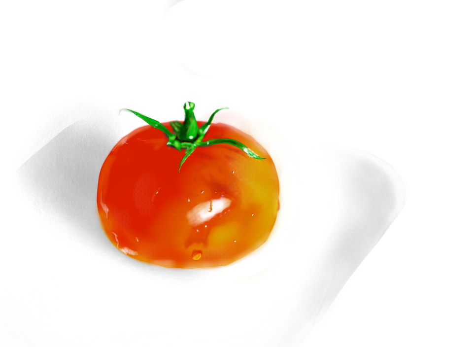 I actually took a picture of a tomato, then try to draw it based on the photo. I am still trying to learn to draw water droplets.