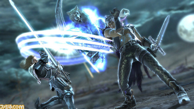 Z.W.E.I. summoning E.I.N. in battle against Siegfried in a preview of Soul Calibur V.