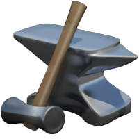 The anvil, a common object for crafting weapons.