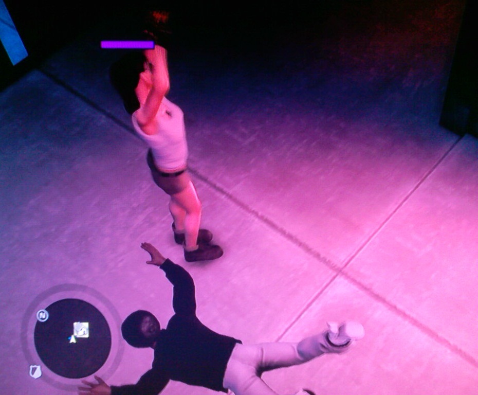 Lara Croft and Penis Floor Man chill out.