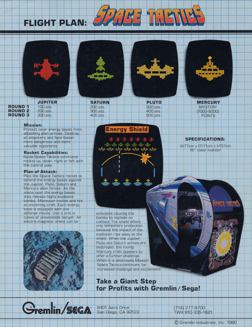 Us Flyer′s ИФП. Aero the Acrobat Sega. Head on" (1979 by Sega/Gremlin. 1980th Flyer. Space tactics