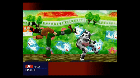 TFH has a fighting cow, but Ushi (the cow above) had her bouts way back on the N64