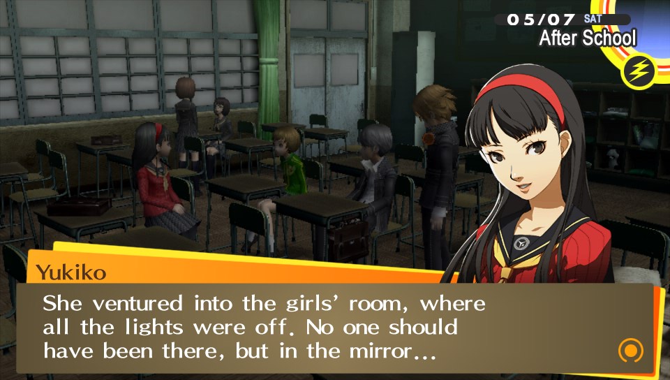 So Yukiko tells a ghost story because apparently Chie's a pussy despite being the ballsiest one here