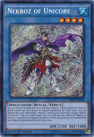 Based on Fabled Unicore, the second best card in the deck because of its level and the ability to recycle any nekroz card in the grave. Should always be run at 3. 