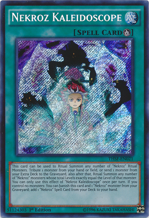 The strongest of the three spells, Kaleidoscope lets you send monsters from the extra deck and can be used for the summon of multiple Nekroz ritual monsters .Tun at 2 or 3, I personally like 3. 