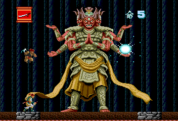 Here's the first boss: Asura. He's friggin' enormous, but those energy shots can be easily deflected with the upgraded sword. My Protip is to just jump up there and keep slashing his face. Sometimes the subtle path is not the correct one.