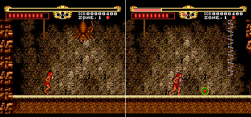 Take for instance the first mid-boss, who you meet approximately 20 seconds into the game by falling into a pit. It's a spider that will actually lose legs the more damage you do to it. Defeating it provides us with the first Axe Upgrade.