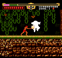 This is the game's ace in the hole: Each Axe Upgrade gives you an additional quarter of your power-up bar, which automatically fills after each attack given or received, replenishing quickly after a successful strike and slowly after you get hurt. The trick is to give it a few moments to fully charge before attacking: Doing so will cause more damage to enemies. Many of the fights to come will be predicated on avoiding enemies until the gauge is filled and then counter-attacking at max strength. If you've played Secrets of Mana and/or Evermore, you might be familiar with the system.
