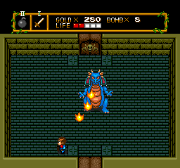 This is a cool dragon boss, sort of. It fires a chain of fireballs at you every five seconds, during which you can poke the crap out of it. I guess underwhelming is more the word.