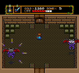 Labyrinth 3 boss: These ridiculous purple bat things. The little animation where they hold handfuls of daggers and throw them is kind of neat though, and it's easy to get hit with two of them around.