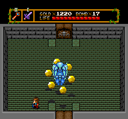Anyway, here's boss 7. They really start ramping up the boss difficulty from here on. This is another golem and is only vulnerable for a split second when he lands to fire projectiles. Otherwise he just flies around with his six painful floating rock things. 