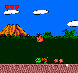 So Bonk's a guy with one huge asset: his colossal coconut. Most of his offensive capabilities are based around headbutts - he has a standard headbutt attack and a diving headbutt as seen above, but he can also damage enemies just by hitting them from underneath.