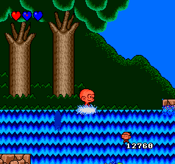 World 5-2 is a fun waterfall level. Bonk can stand on waterfalls for a brief period before falling down. He can also swim up them in some cases, like a manic salmon.