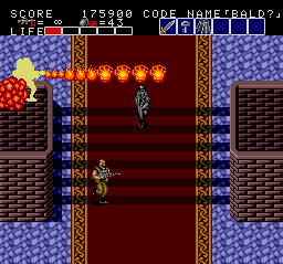 Grenades work too. This shadowy looking guy is the toughest regular soldier. I'm not sure if he's meant to be an evil clone or something, but he does explode when he dies. But then a lot of dudes in this game explode when they die, so that could mean anything.