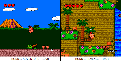 So here's a comparison shot. Revenge definitely has more going on in the background, and Bonk himself is a little more detailed and cartoonish. They're functionally identical by any metric that matters, though.
