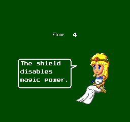 The shield works in the same way Link's does: It'll deflect projectiles, but only if you're facing the direction of the projectile and haven't drawn your sword (your shield actually switches to protecting your left flank if your sword's out).