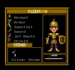 I keep forgetting the TG-16 has a Select button. Hitting it at any time takes you to your inventory screen, where you can change your equipped items. Items like the Chime need to be selected before you can use them.