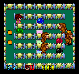 This stage is trickier than it looks, because you're completely defenseless on your non-ball side. If two gorillas decide to walk down the same corridor at either end and I'm caught in the middle, there's no escaping those apes.