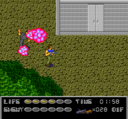 I upgraded once again to this limited-ammo grenade launcher. Don't know if I care for the pink explosions, but hey this is a progressive era.