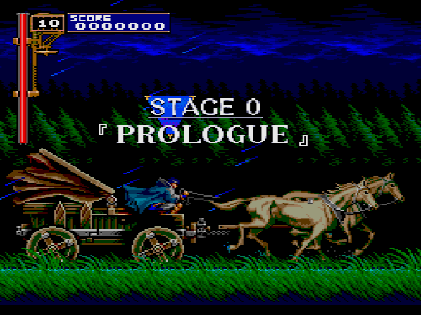 Honestly, this seems like a much cooler way to start your game. Richter hurries through the night on his wagon while it rains cats and Deaths. I mean, dogs.