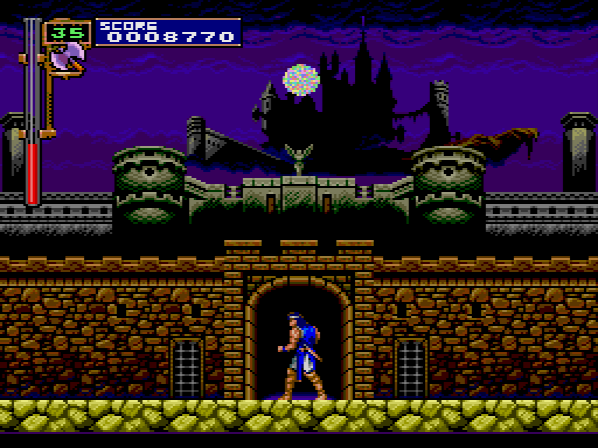 Like all Castlevania games prior to this one, an orb trans(sylvania)(vam)pires above your head and you can jump into it while doing a sweet pose.