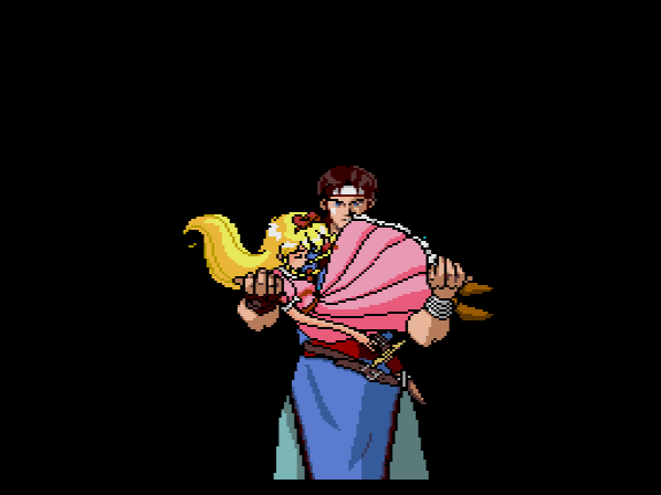 Richter rescues her from Shaft, the purple-robed fellow we saw earlier. He manages to catch her without her sprite changing, which is impressive.