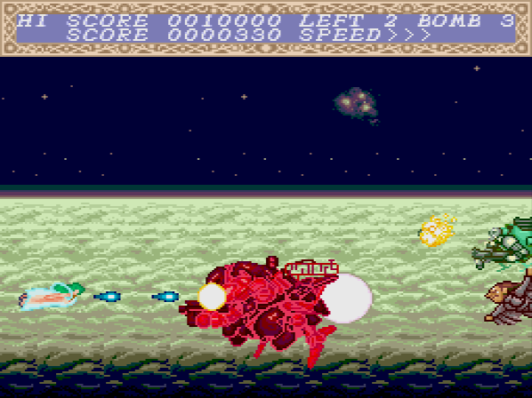 Enemies start showing up fairly soon, and it's a mix of birdmen and Metal Slug mechs so far. 