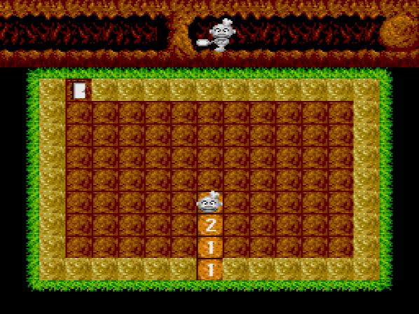 Cook's Quest is kind of a dungeon-crawler with multiple paths using standard Minesweeper rules. Instead of clearing out each screen, though, you just want to reach the exit (that little door) as quickly as possible. That big boulder at the top of the screen is inching ever closer to poor little Cook, so time is of the essence.
