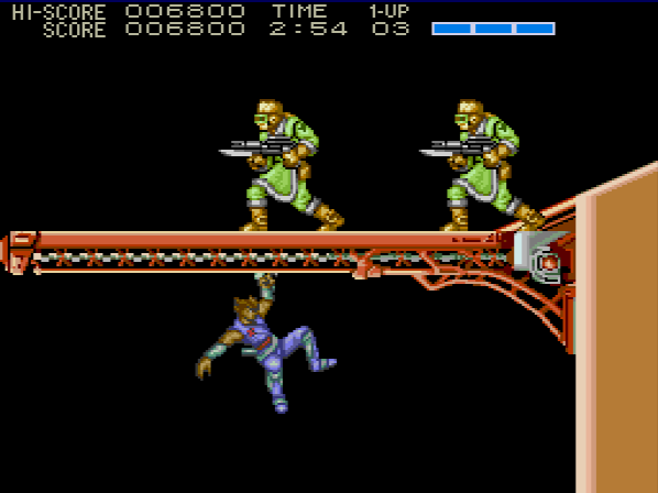 I just find Strider effortlessly cool, even today. I can't even imagine how badass this seemed in 1989. They can't hit you from up there, but you've got ample room to find a way up.