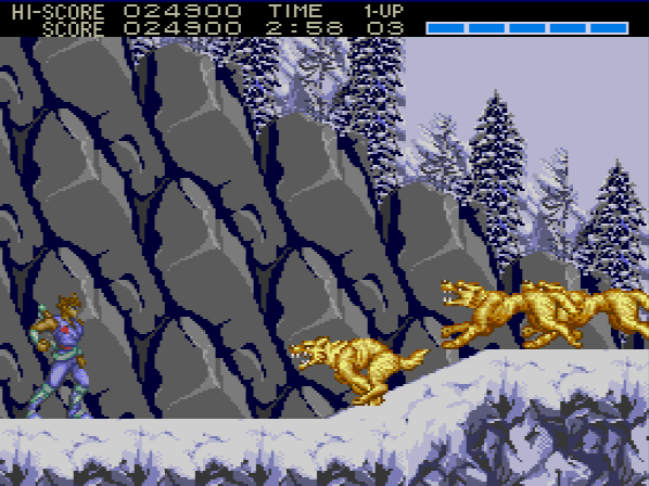 Anyway, now that Stage 2 (well, 3) begins proper and I have a pack of Siberian wolves running at me, might be time to call it a day. The rest of Strider is pretty much the same as the Arcade port, weird gravity rooms and all.