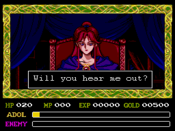 This is Sara. She's a fortuneteller you meet in Ys I who sends you off on the quest to recover the Books of Ys, the first stage of entering the Tower of Darm. She also got killed mid-way through that game. I guess she got better?