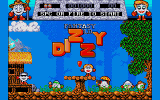 Welcome to Fantasy World Dizzy! Disclaimer: The Atari ST's native resolution is 320x200. These screenshots are double that. Also you can see Dizzy's leaving his own intro screen; he got that bored of waiting.