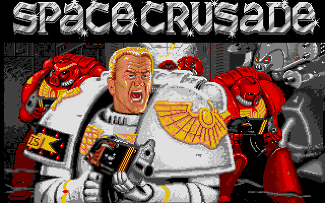 Welcome to Space Crusade! Commander Buzzcut actually yells and starts shooting in this intro. It's badass! The whole game's badass! SPOIIIICE MA-