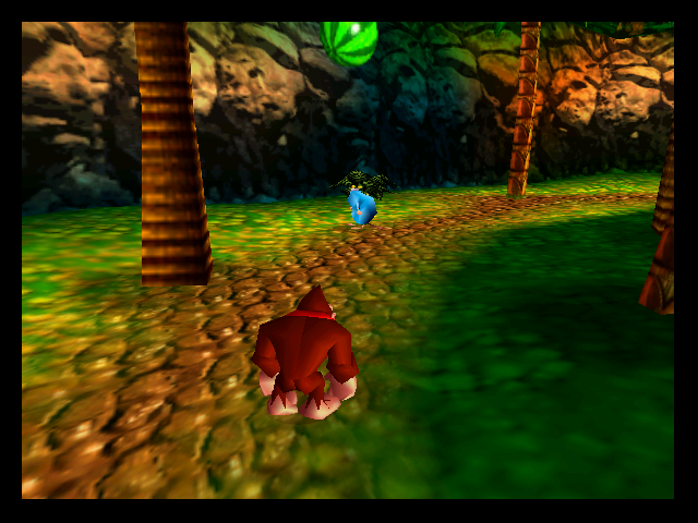 Jungle Japes is the first of eight worlds, and is fairly straightforward. The eight worlds of DK64 are roughly analogous to the commonly recurring stages in Donkey Kong Country, like an industrial Fear Factory world and one filled with ice caves.