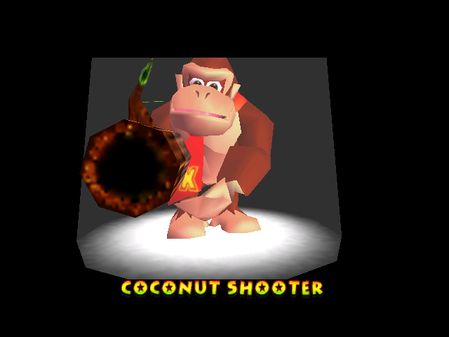 Despite being called the Coconut Gun in the DK Rap, the Coconut Shooter is a mid-range assault rifle and, like DK himself, an all-rounder weapon for range, rate of fire and damage. It has a modified grip and a custom gun barrel, insofar as someone drilled a big hole through a log and put coconuts and gunpowder into it and called it a day.