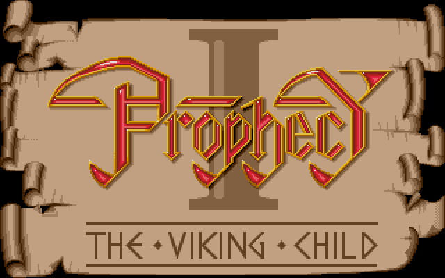 Welcome to Prophecy 1: The Viking Child! Someone probably spent a really long time on this logo. It's certainly... pointy. (I suspect everyone was trying their hand at a Roger Dean logo after Shadow of the Beast.)