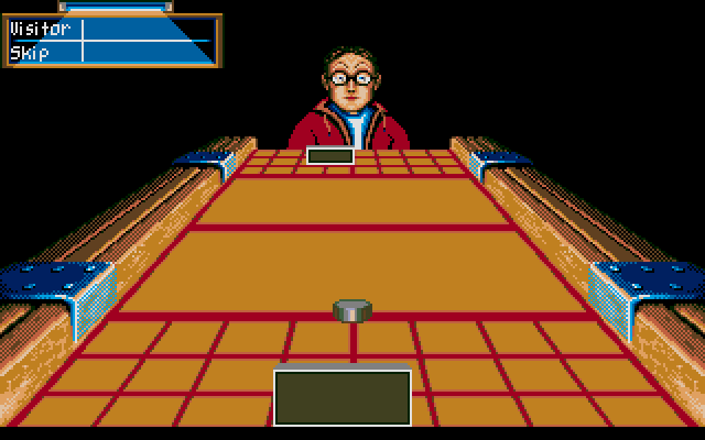 Skip Feeney is the first actual opponent if you turn on the game's main tournament mode. A fellow human (though, of course, we have no way of knowing if the protagonist is human or not) Skip's really more of a joke character. His paddle is waving around erratically, suggesting some kind of hidden trick up his sleeve.