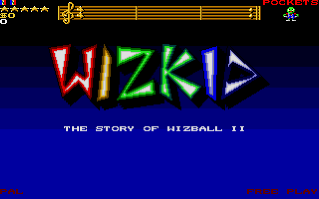 Welcome to Wizkid: The Story of Wizball II! They cheaped out on this title screen, I tell you what. Like I don't see gradient fills on every other one of these I do.
