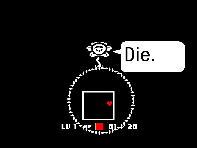 Actually, no. Flowey's not quite as personable as he looks. White objects are enemy attacks and if any hit the heart, the player loses a certain amount of HP dependent on the strength of the monster. The extremely powerful Flowey quickly murders the defenseless protagonist.