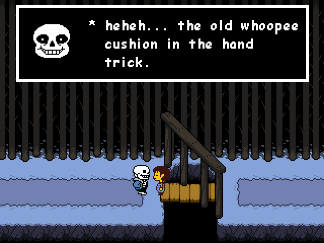 Case in point. Levity might as well be Sans' middle name. Sans is the first monster you meet after the ruins, and is a lazy skeleton who likes bad puns.