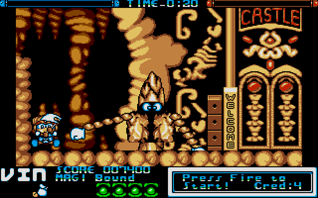 Mega Twin One finally meets his match against this rock boss with creepy grabby hands. The arms are the weak point, but you need to keep your distance for when they're about to launch outwards. Too bad we never saw what was in that messed up castle. Looks almost like a casino.