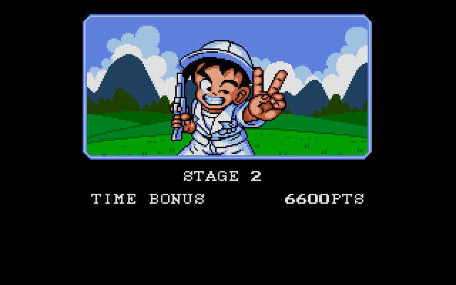 When I say the game retains its Japaneseness, I specifically mean these little cutaways of your Toriyama-esque urchin celebrating his victory. As far as I know, Akira Toriyama is not credited on this game. Presumably it was an in-house artist who was a fan of his art style.