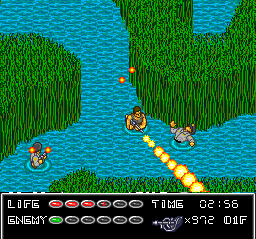 Die Hard's famous bamboo river flamethrower scene.