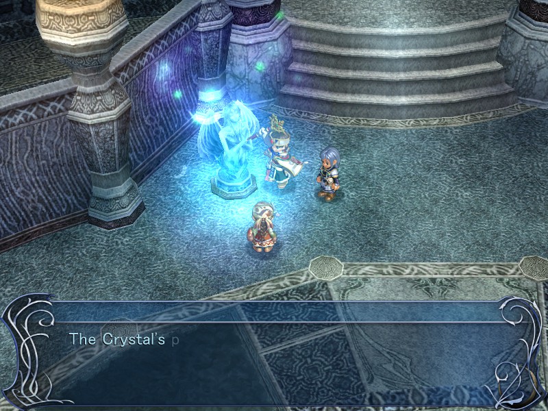 The Crystal purifies demon statues, turning them back into statues of the Goddesses. These act as save points, warp locations and as the closest thing the game has to a store. They'll also fully heal you, and healing is in rare supply in this tower. You'll find more of them as you ascend, often just outside boss fights.
