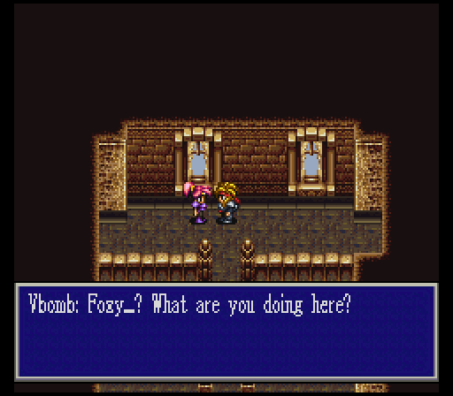 We're back with some svelte screenshots. The last ones were x3, but they felt a bit blown out in retrospect. The game's text is harder to make out at smaller sizes, though, so we're at a x2 compromise here. Anyway, Foxy's just been standing in our home all the time we've been recovering, despite our brother looking after us. Someone's thirsty.